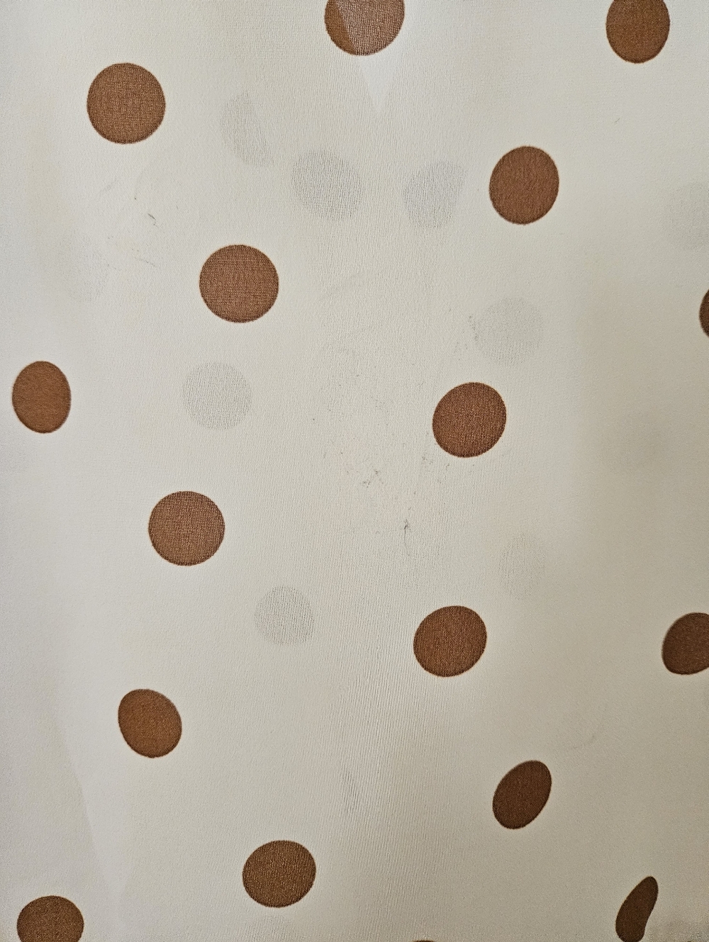 Entro Cream & Brown Polka Dot Oversized Ruffle Blouse Size L - Picture 6 of 6